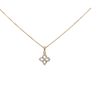 Diamond Clover Flower Pendant in 9ct Yellow Gold