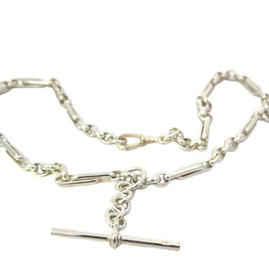 Double Paperclip Fob Chain Necklace in Sterling Silver - Medium