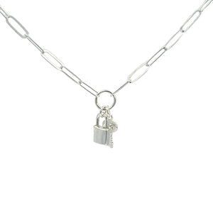 Paperclip Lock & Key Necklace in Sterling Silver