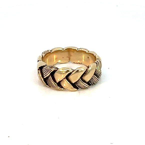 Unisex Plaited Gold Band in 9ct Yellow Gold