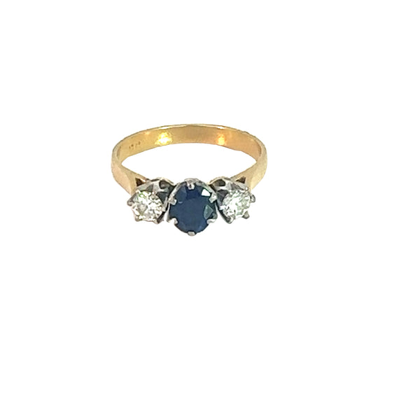Sapphire Diamond Three Stone Ring