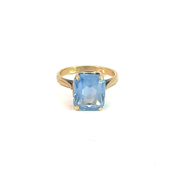 Blue Synthetic Spinel Dress Ring in 18ct Yellow Gold