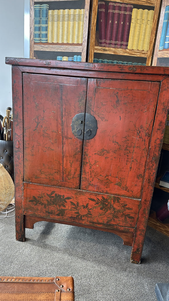 Red Chinese Vintage Cabinet