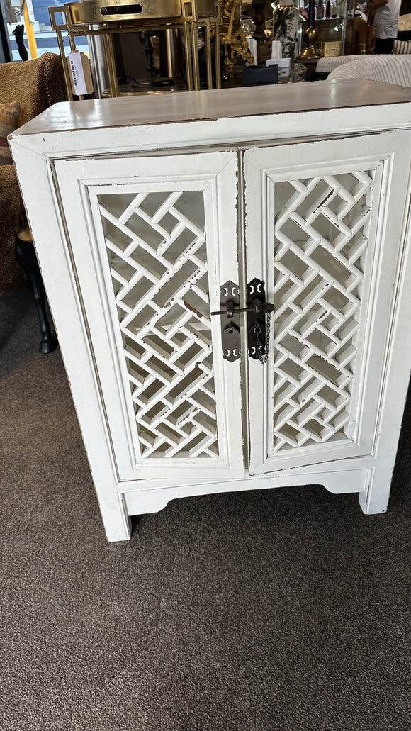 White Painted Cutout Cabinet