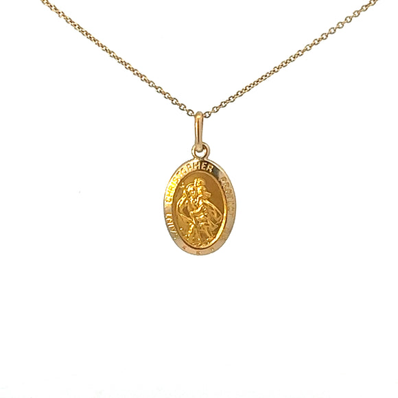 Oval St Christopher in 9ct Yellow Gold with Bale