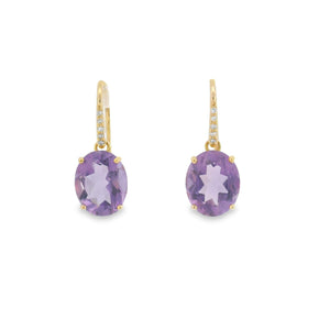 Amethyst Diamond Hook Earrings