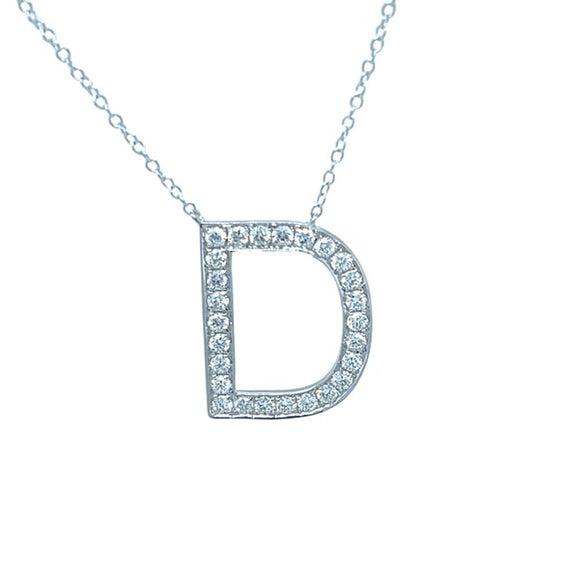 Diamond Alphabet Necklace D in 18ct White Gold