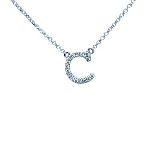 Diamond Alphabet Necklace C in 18ct White Gold