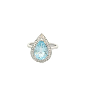 Pear Aquamarine Diamond Ring