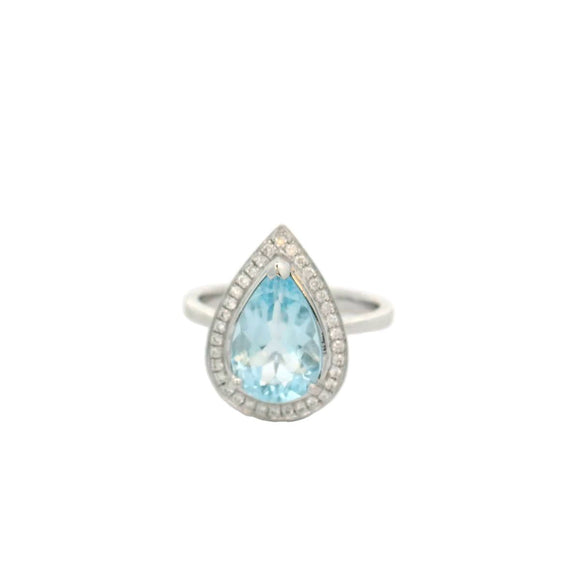Pear Aquamarine Diamond Ring