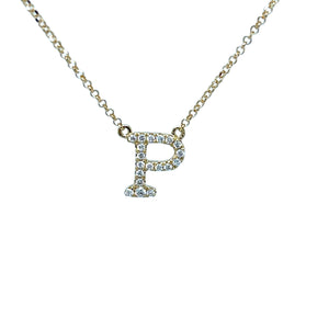 Diamond Alphabet Necklace P in 18ct Yellow Gold