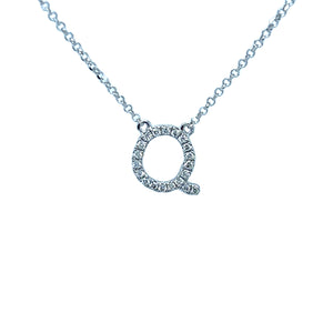 Diamond Alphabet Necklace Q in 18ct White Gold