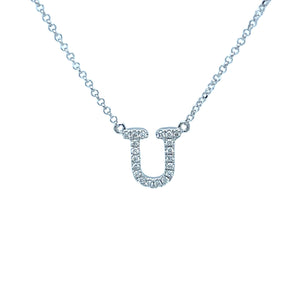 Diamond Alphabet Necklace U in 18ct White Gold