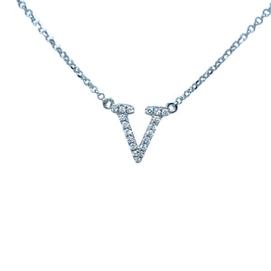 Diamond Alphabet Necklace V in 18ct White Gold