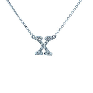 Diamond Alphabet Necklace X in 18ct White Gold