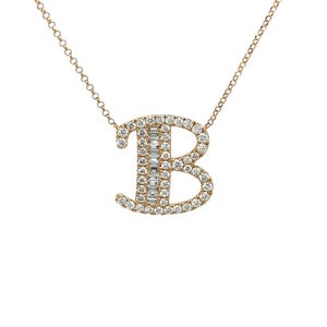 Diamond Alphabet Necklace B in 18ct Rose Gold