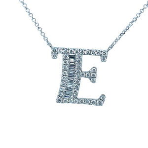 Fancy Diamond Alphabet Necklace E in 18ct White Gold