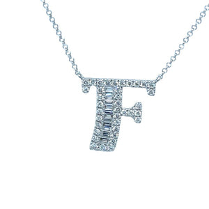 Fancy Diamond Alphabet Necklace F in 18ct White Gold