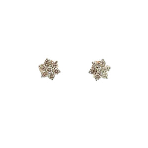 Diamond Flower Cluster Stud Earrings