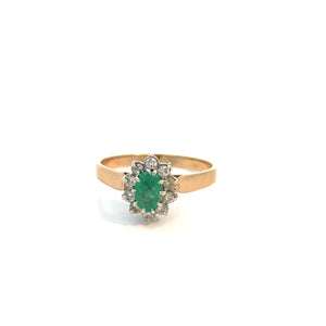 Diamond Emerald Cluster Ring