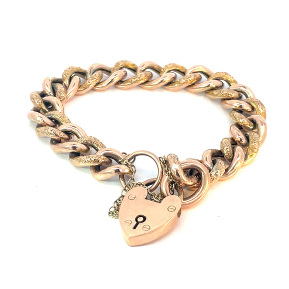 Antique Curb Link  Bracelet in 9ct Rose Gold