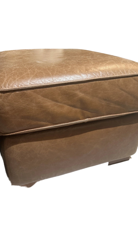 Large Leather Ottoman - Tan
