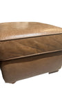 Large Leather Ottoman - Tan