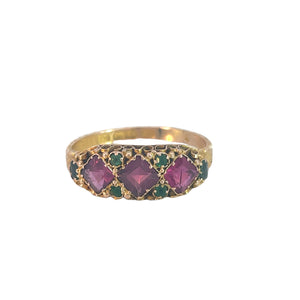 Antique Ruby and Emerald 15ct Gold Ring