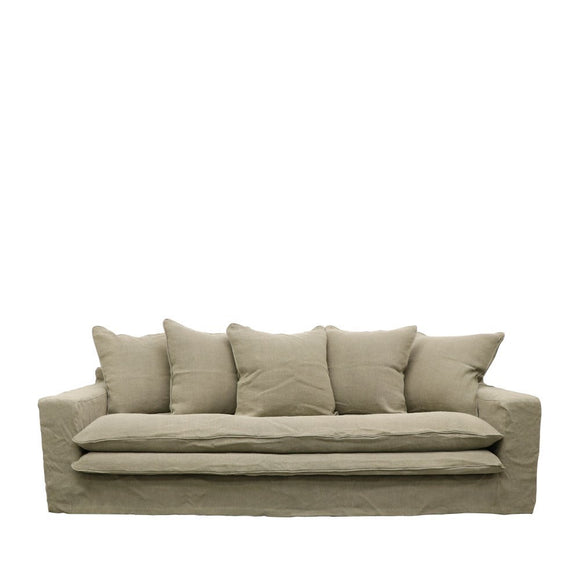 Khaki Slipcover Sofa 3 Seater