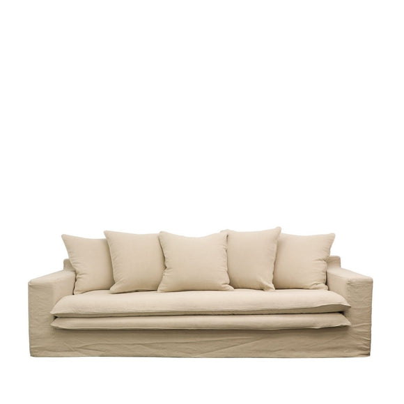 Oatmeal Slipcover Sofa 3 Seater