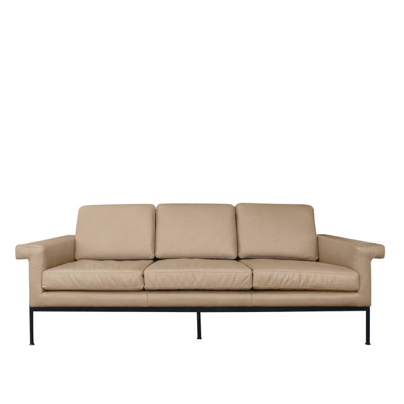 Beige 3 Seater Leather Sofa