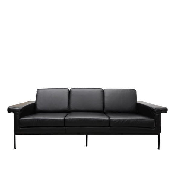 Black 3 Seater Leather Sofa