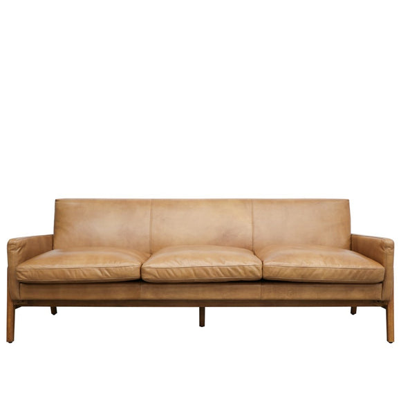 Tan Leather 3 Seater Sofa