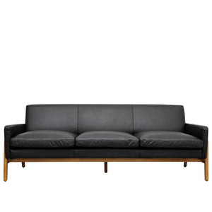 Black Leather 3 Seater Sofa