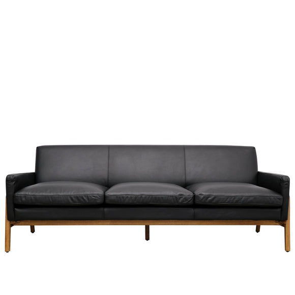 Black Leather 3 Seater Sofa