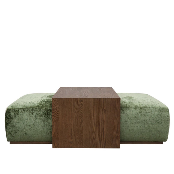 Green Coffee Table Ottoman Set