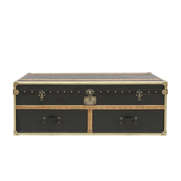 Aged Black Voyager Trunk Coffee Table