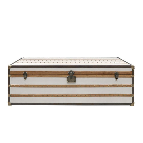 Aged White Voyager Trunk Coffee Table