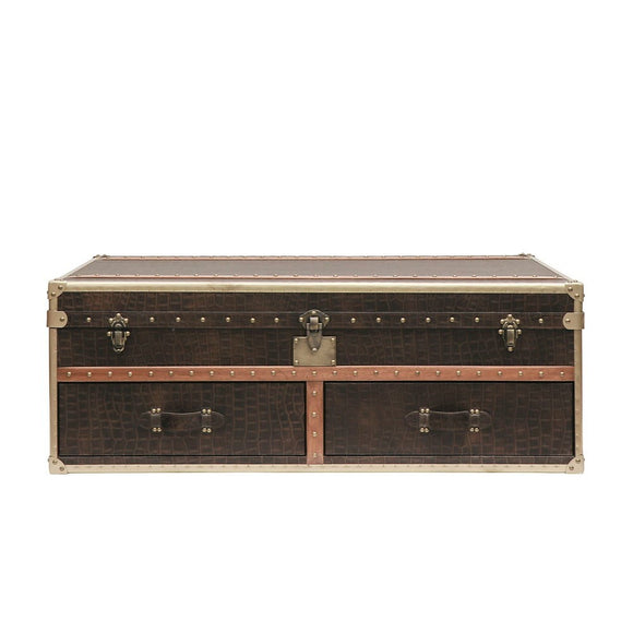 Aged Brown Voyager Trunk Coffee Table