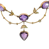 Antique Art Nouveau Amethyst Pearl Necklace