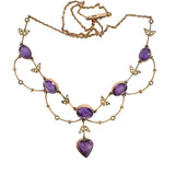 Antique Art Nouveau Amethyst Pearl Necklace