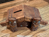 Vintage Carved Maori Whare  Money Box