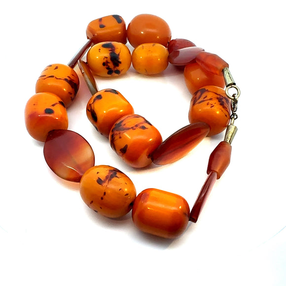 Carnelian and  Phenolic Resin Necklace
