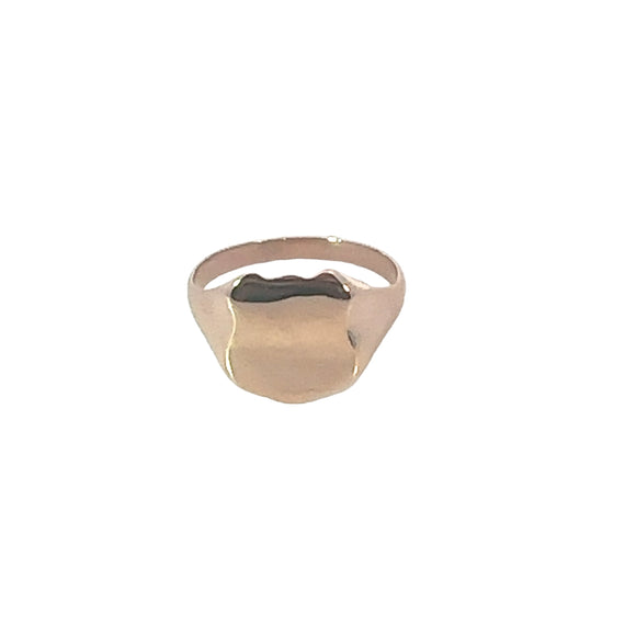 Antique Gents Plain Shield Signet Ring in 9ct Rose Gold