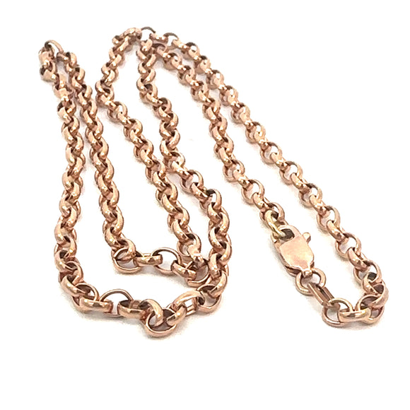 Oval Belcher Chain Necklace in 9ct Rose Gold - 52cm