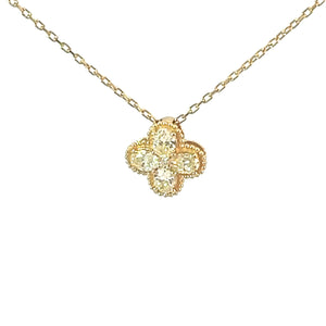 Diamond Sweet Alhambra Pendant Necklace in 18ct Yellow Gold