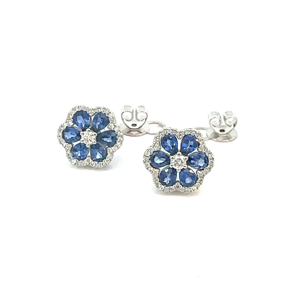 Diamond Sapphire Floral Earrings