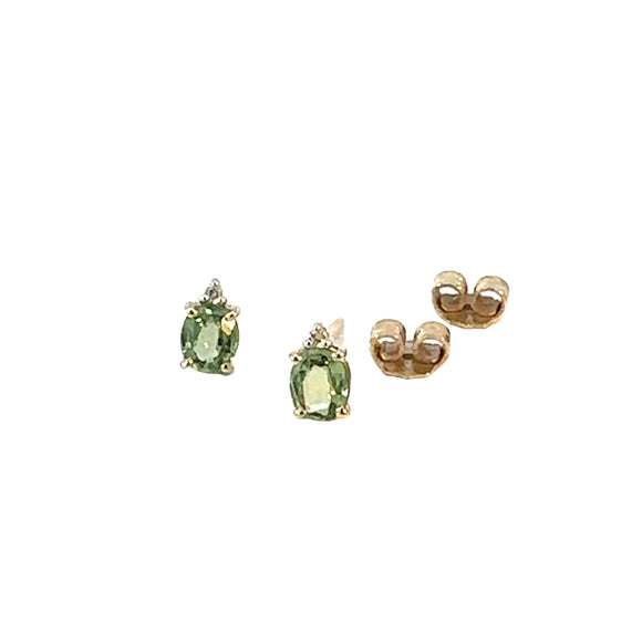 Green Sapphire Diamond Earrings