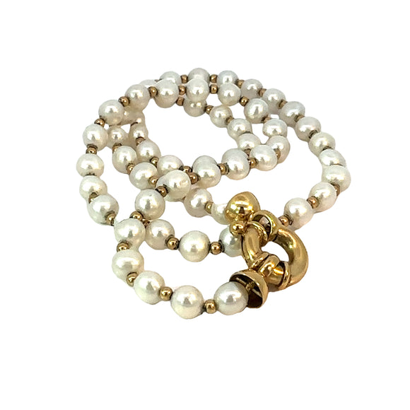 9ct Gold Pearl Spacer Necklace - 40cm