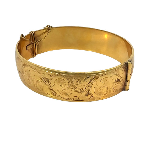 Vintage 9ct Gold Metal Core Cuff Bracelet